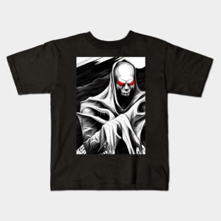 CREEPY RED EYED SPOOKY HALLOWEEN VAMPIRE SKULL Kids T-Shirt